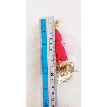 Red / Blue Art Silk Latkan Embellished With Gold Sequins And Beads, Bridal Tassels, Decorative Tassels
